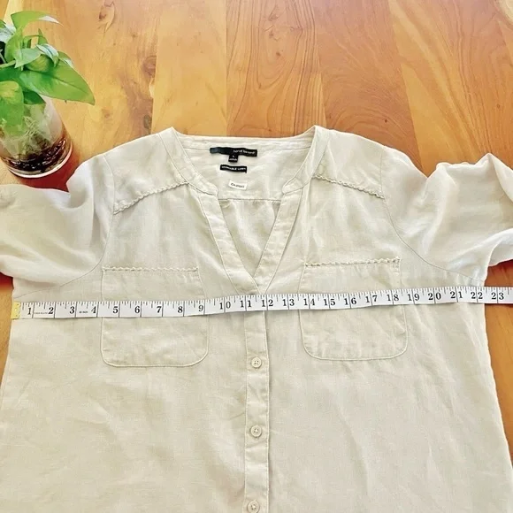 Harve Benard 100% Linen Minimalist Casual Relaxed Fit Button  Down Shirt Blouse. - Picture 12 of 14